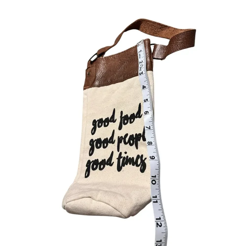 Wine Bag Gift Bag Good Food Good People Good Times Brown and Beige